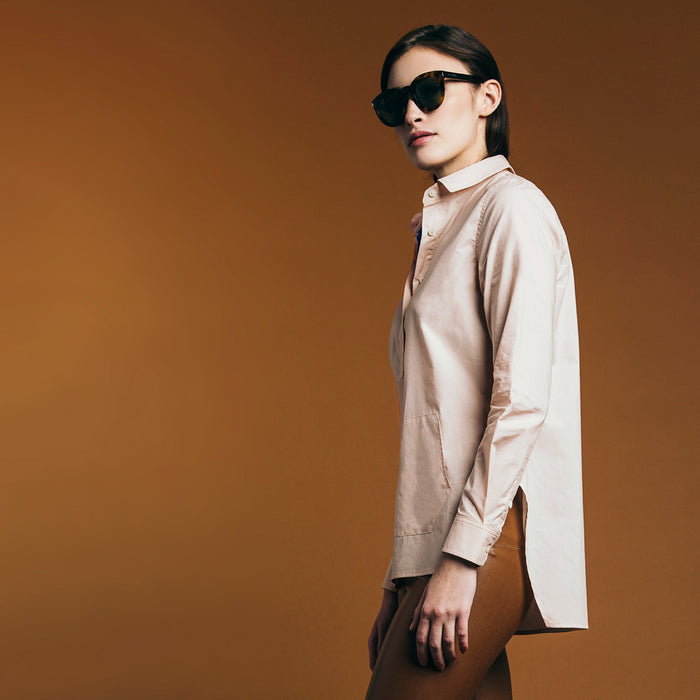 The Trapezoid Pullover - Dusty Blush. Gape-Free Shirting.