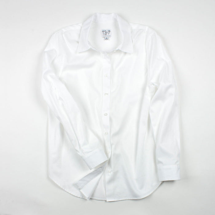 Thirteen Seven Risky Business oversized women's dress shirt in white. 