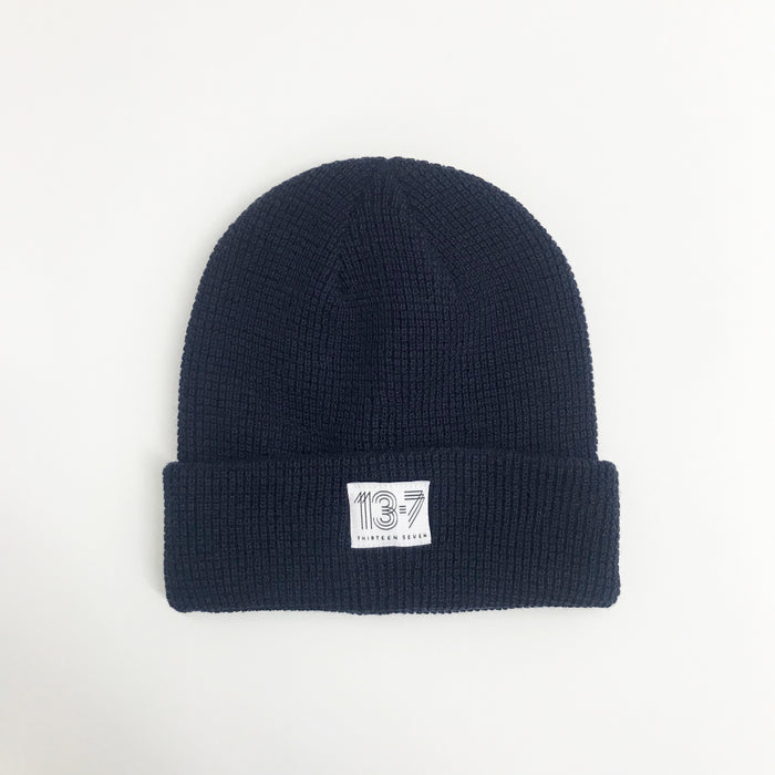 Thirteen Seven Waffle Beanie, Navy