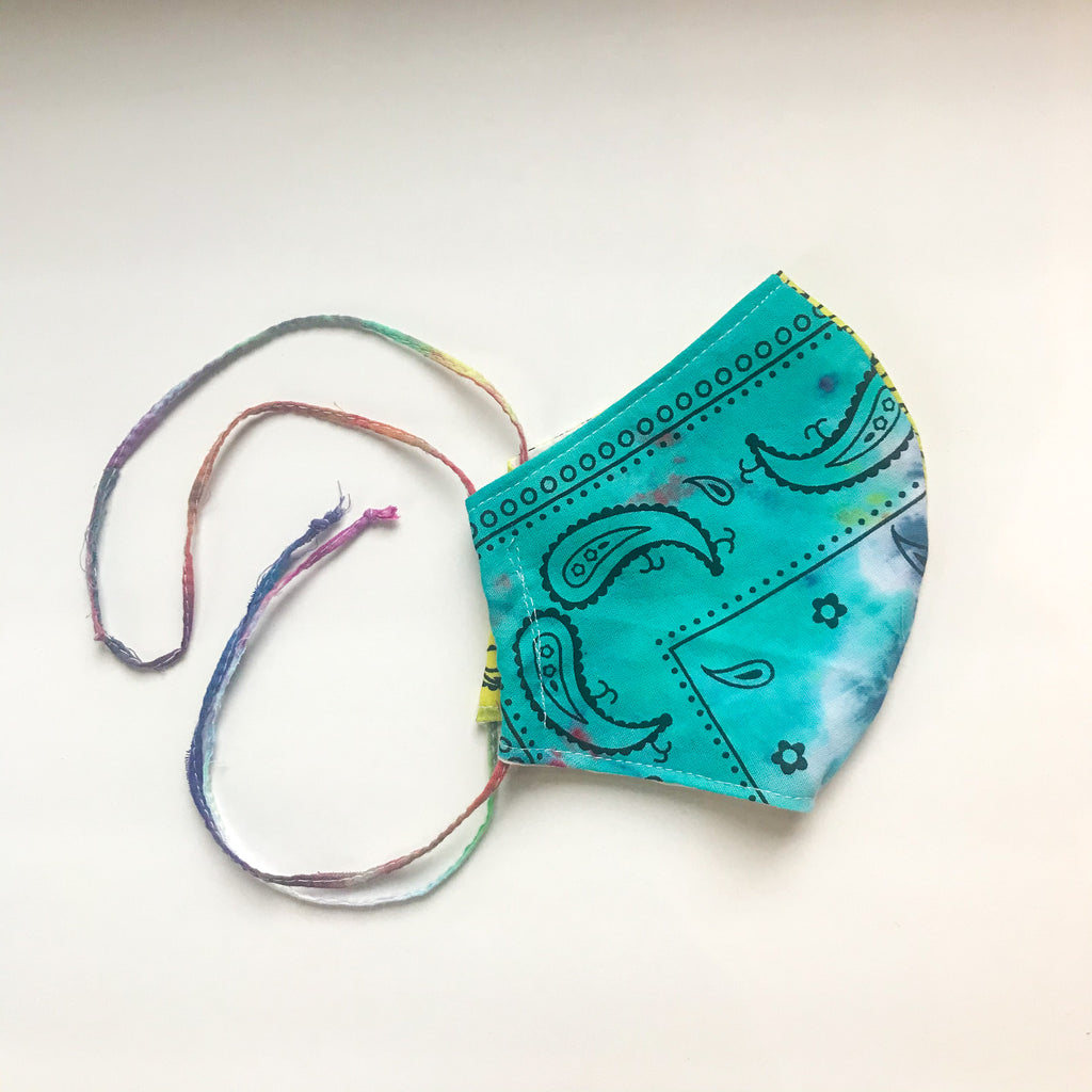 Curved Double Layer Tie-Dye Mask with Tie