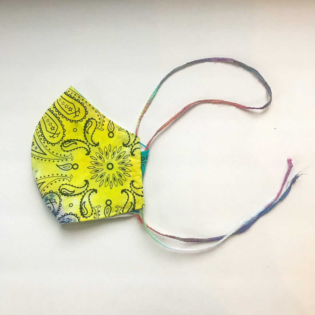 Curved Double Layer Tie-Dye Mask with Tie