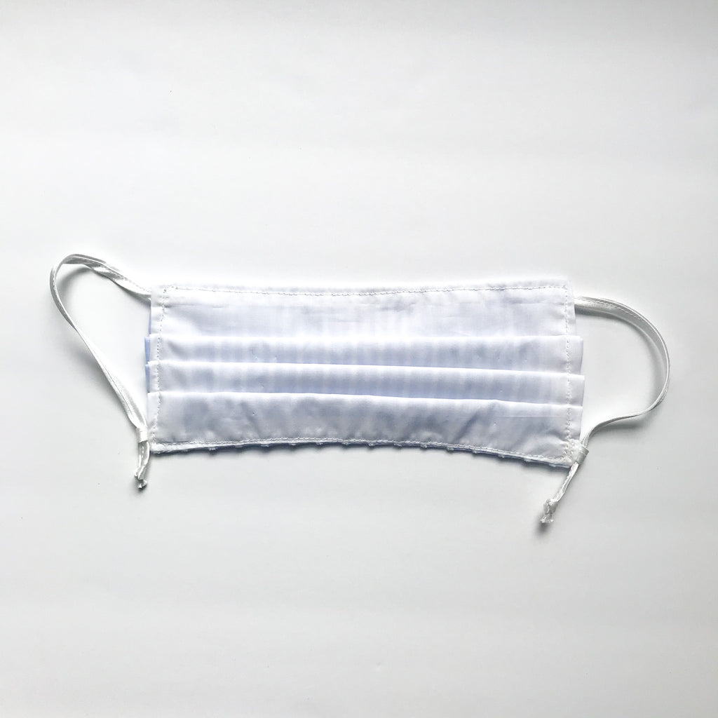 Blue & White Stripe Pleated Mask w/Adjustable Loops