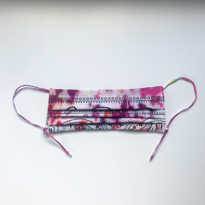 Pink Power Pleated Tie-Dye Mask w/Adjustable Loops