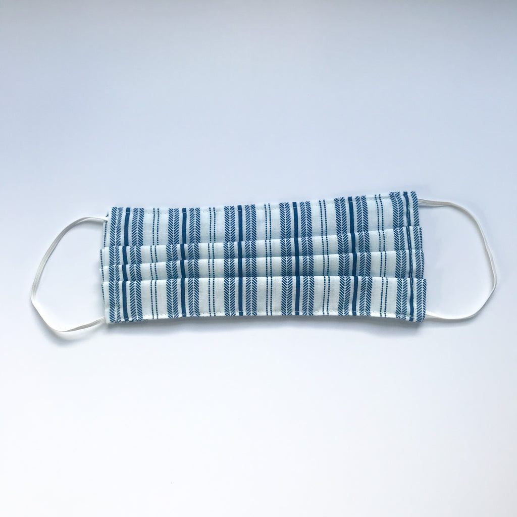 Vintage Fabric Pleated Mask w/Elastic Loops